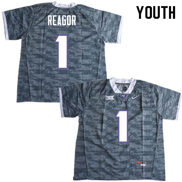 Youth #1 Jalen Reagor TCU Horned Frogs College Football Jerseys Sale-Gray